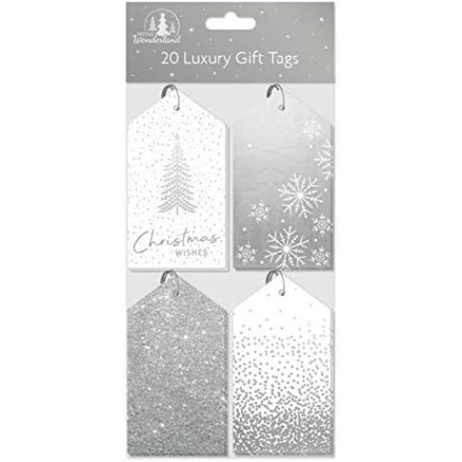 Tallon Luxury Christmas Gift Tags, Stylish Silver - Pack of 20