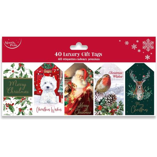 Eurowrap North Pole Traditional Luxury Xmas Gift Tags - Pack of 40