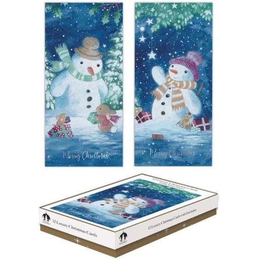 Tallon Luxury Slim Christmas Xmas Cards, Box of 12, Snowman