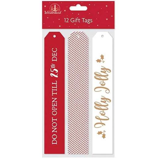 Festive Wonderland Long Gift Tags - Pack of 12