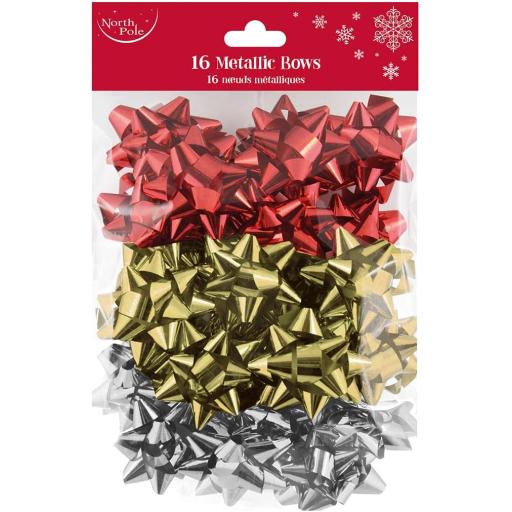 Eurowrap Traditional Metallic Bows - Pack of 16