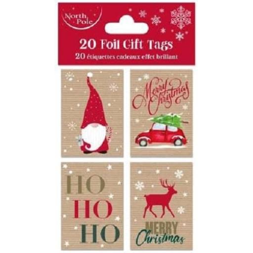 Eurowrap North Pole Foil Xmas Tags - Pack of 20