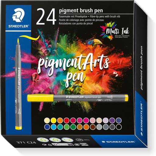 Staedtler  Pigment Arts Brush Pen, Assorted Colours - Pack of 24