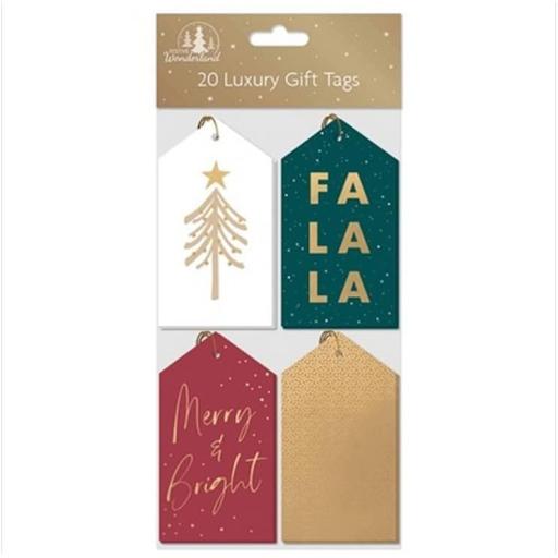 Tallon Luxury Christmas Gift Tags, Stylish Gold - Pack of 20