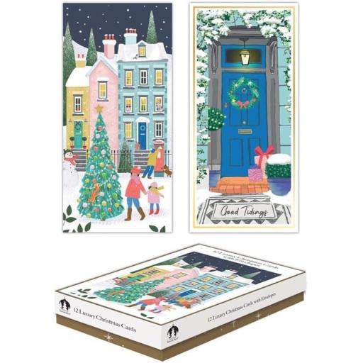 Tallon Luxury Slim Christmas Xmas Cards, Box of 12, Contemporary