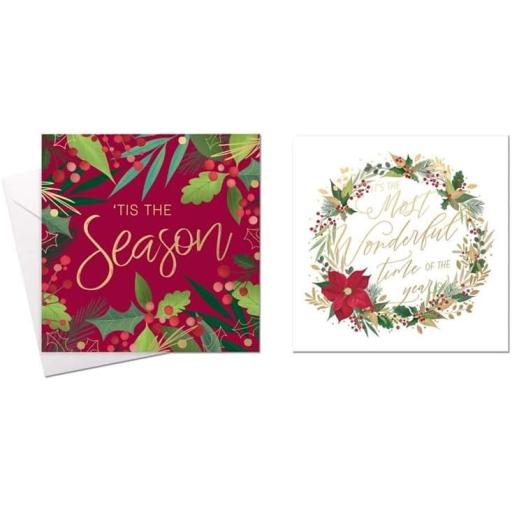 Tallon Festive Wonderland Square Xmas Christmas Cards, Box of 10, Wreath